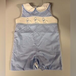 Stitchy Fish Blue Bunny Embroidered Kids One Piece